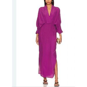 S/W/F Cerise Mamacita Plunge V-Neck Long Kimono Sleeve Maxi Dress Size Medium